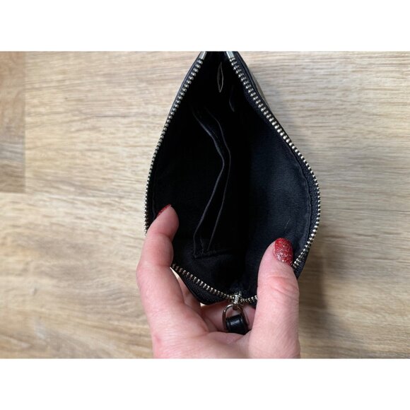 Coach Black Signature Leather Zip Wristlet Wallet Silver/Black - Picture 5 of 7